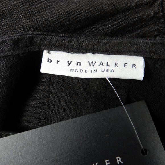 BRYN WALKER Phryne Shift DRESS XS S Black Linen Ruffled Bell Sleeve NEW $203 - Picture 2 of 6